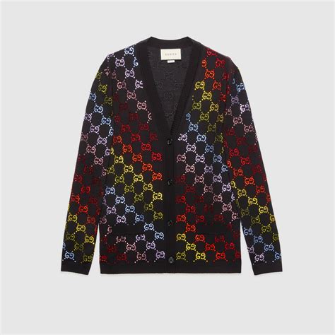 gucci rainbow cardigan|gucci cardigan used.